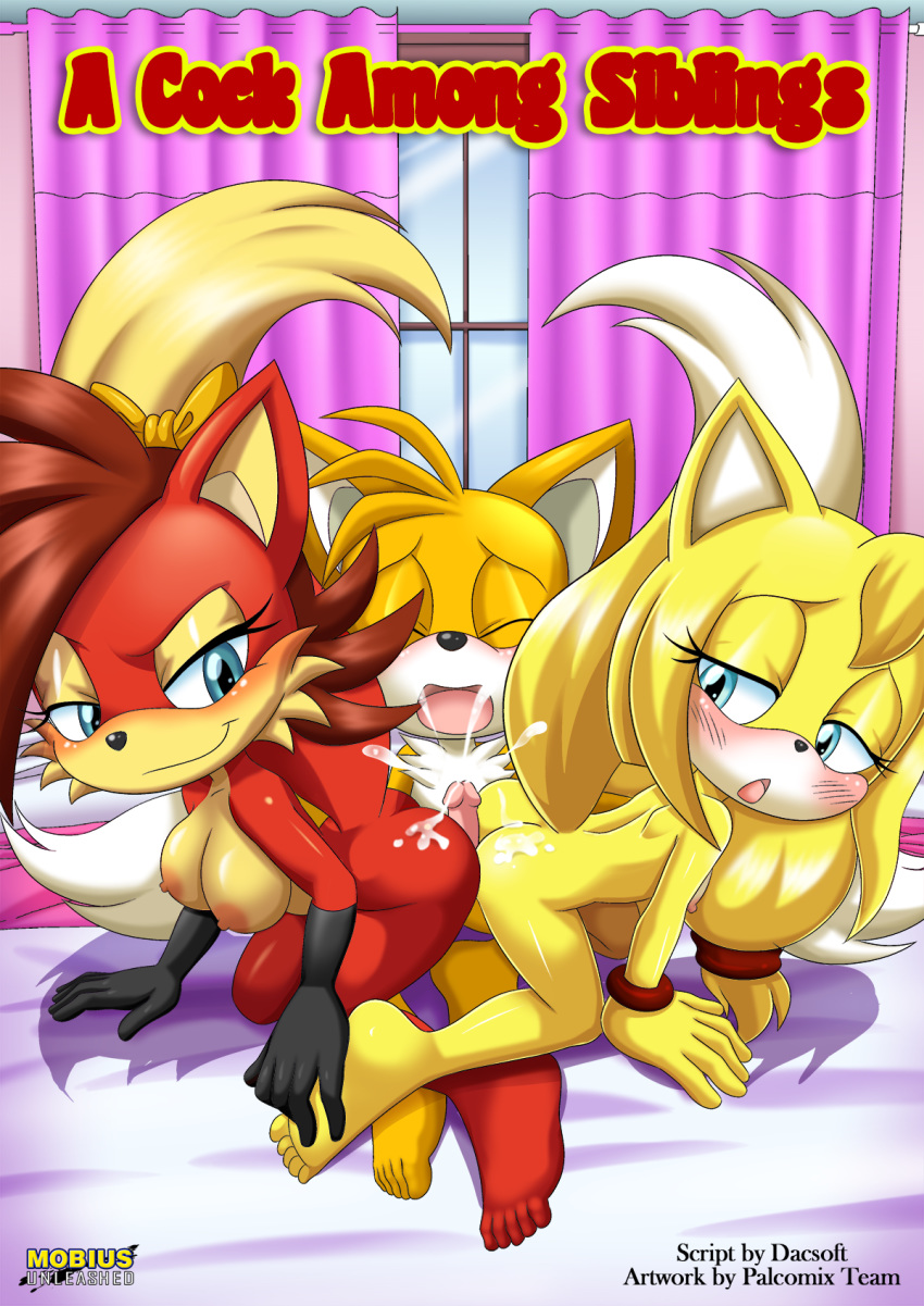 5_toes a_cock_among_siblings archie_comics bbmbbf blush buttjob comic cover_page cum cum_on_ass double_buttjob fiona_fox hotdogging implied_incest incest miles_"tails"_prower moan mobius_unleashed palcomix sega smile sonic_(series) sonic_the_hedgehog_(series) threesome toes zooey_the_fox