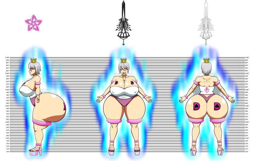 ale-mangekyo ale-mangekyo_(artist) ass big_ass big_breasts breasts cleavage commission crown dat_ass female kairi keyblade kingdom_hearts queen_of_spades solo tattoo ultra_instinct weapon x-blade