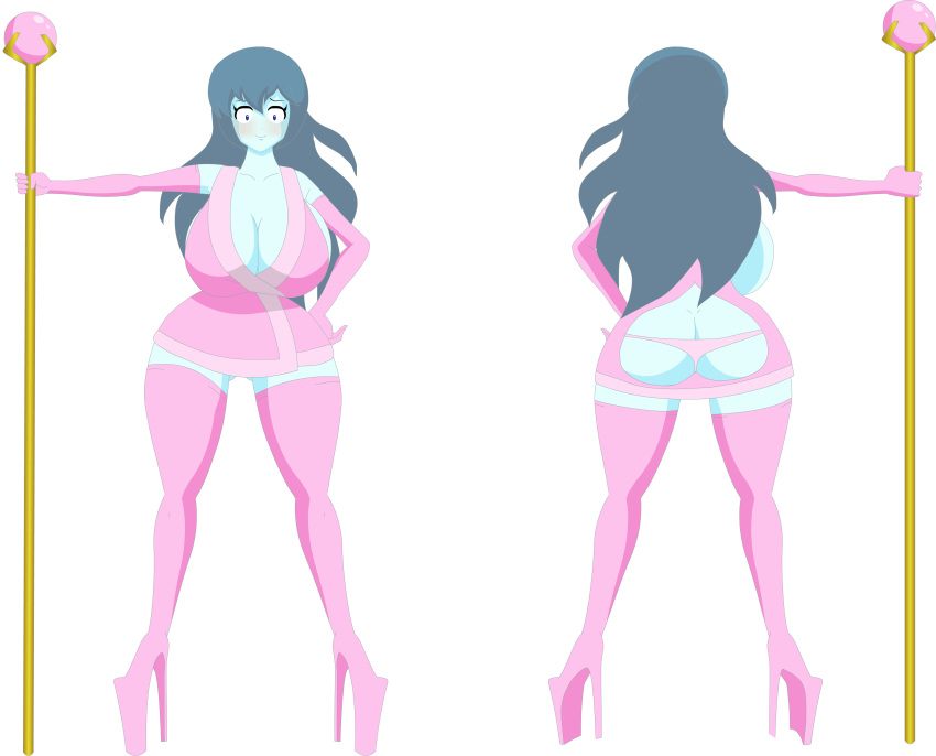 ass ass_cutout big_ass big_breasts breasts cleavage commission dk female ghost ghost_girl riffsandskulls solo spooky's_house_of_jump_scares spooky_(shojs) staff thong weapon