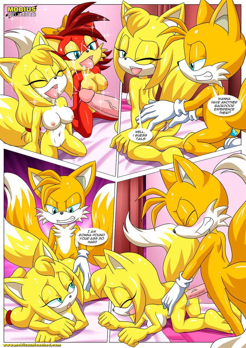 a_cock_among_siblings archie_comics bbmbbf doggy_position facial fiona_fox miles_"tails"_prower mobius_unleashed palcomix sega sonic_(series) sonic_boom sonic_the_hedgehog_(series) zooey_the_fox