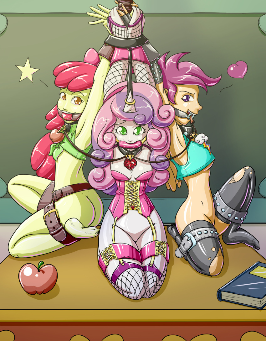 3_girls 3girls apple_bloom apple_bloom_(mlp) ass ball_gag bondage breasts equestria_girls friendship_is_magic hitori09 horned_humanization my_little_pony scootaloo scootaloo_(mlp) small_breasts sweetie_belle sweetie_belle_(mlp) teeth winged_humanization young young_human