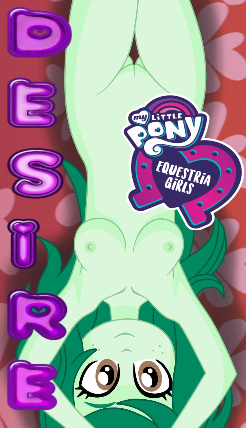 1girl breasts equestria_girls female female_only friendship_is_magic green_hair hairless_pussy long_hair looking_at_viewer my_little_pony nude phil_el_mago pussy solo wallflower_blush