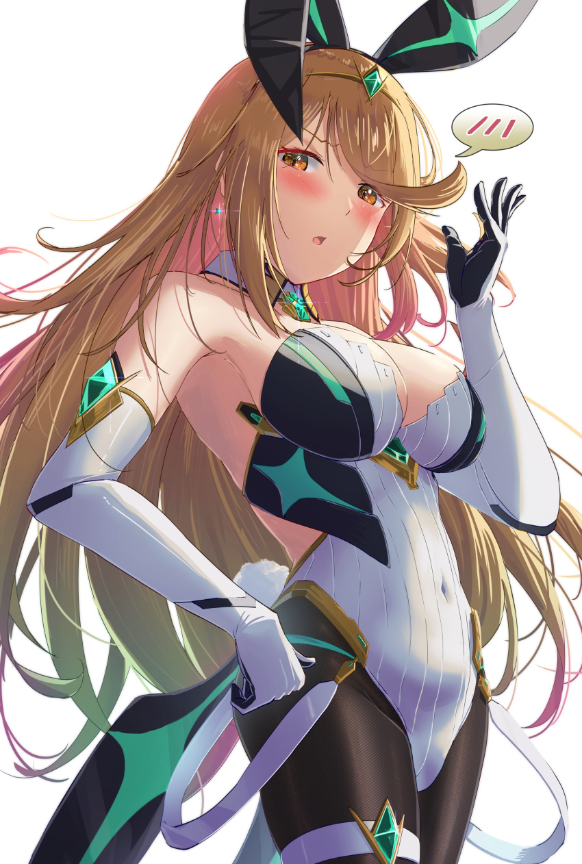 1girl 1girl 1girl alluring alternate_costume big_breasts cleavage female_only looking_at_viewer mythra nintendo open_mouth origami45554722 xenoblade_(series) xenoblade_chronicles_2