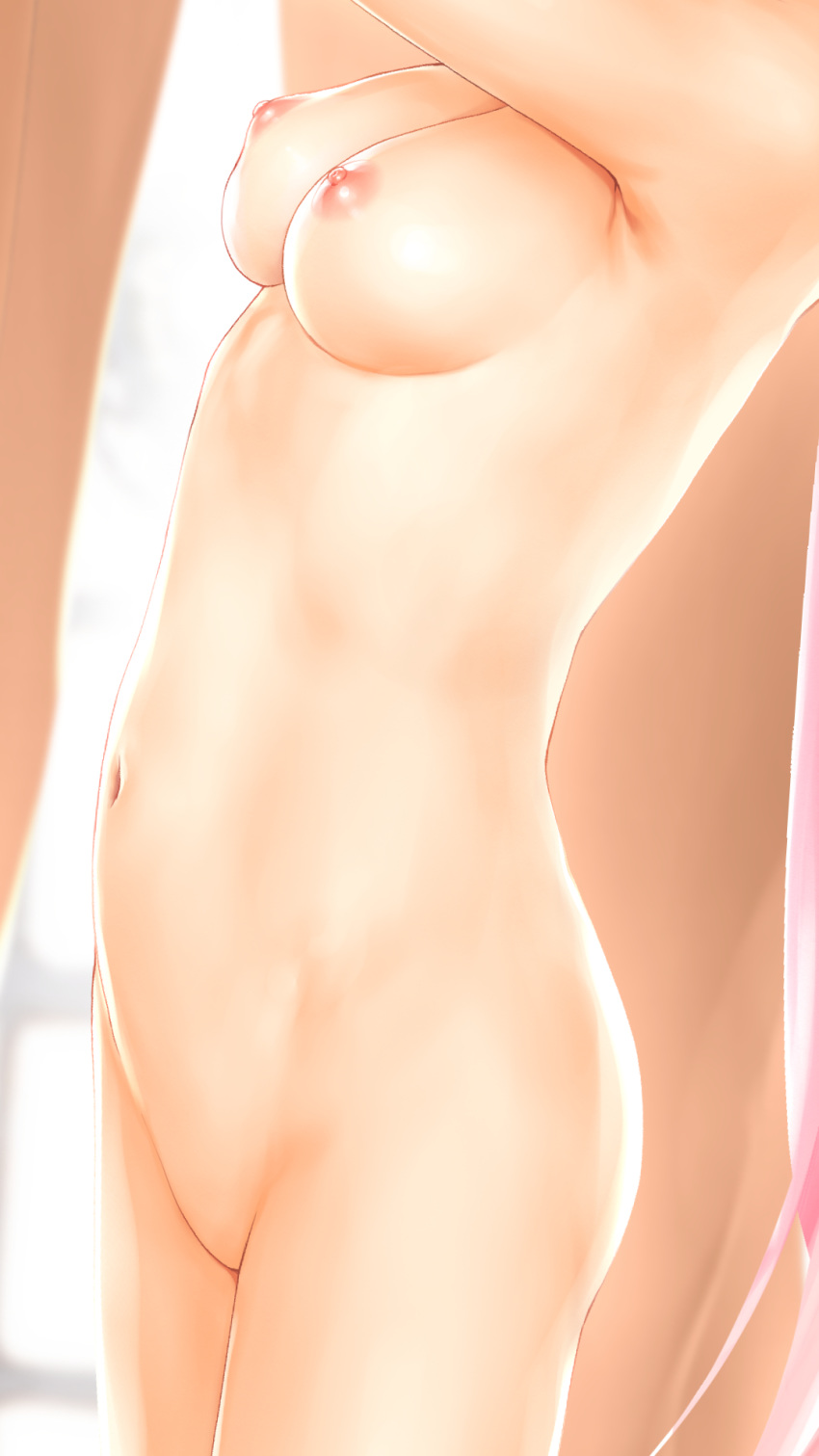 1girl 1girl 1girl armpits breasts close-up endou_hiroto female_only groin head_out_of_frame high_resolution in_profile medium_breasts missing_vagina navel nipples nude original standing