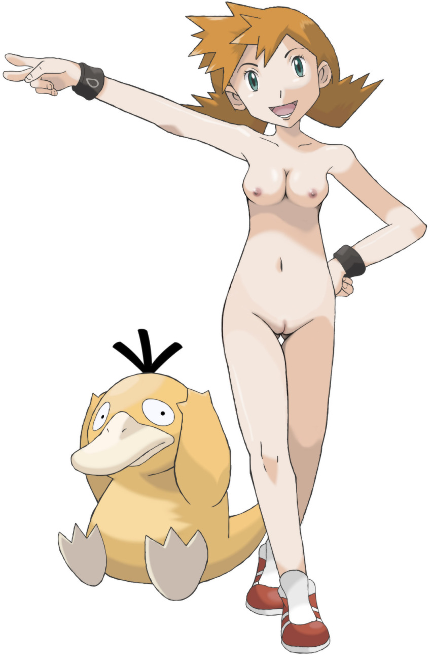 breasts erect_nipples hairless_pussy kasumi_(pokemon) misty nipples nude pokemon psyduck pussy small_breasts