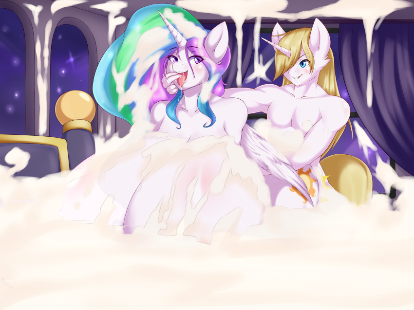 anthro aunt aunt_and_nephew bed bedroom big_breasts big_testicles breasts bukkake cum cum_bath excessive_cum friendship_is_magic furry huge_breasts huge_testicles hyper hyper_breasts hyper_testicles incest licking messy mleonheart my_little_pony nephew night prince_blueblood princess_celestia sex testicles tongue tongue_out