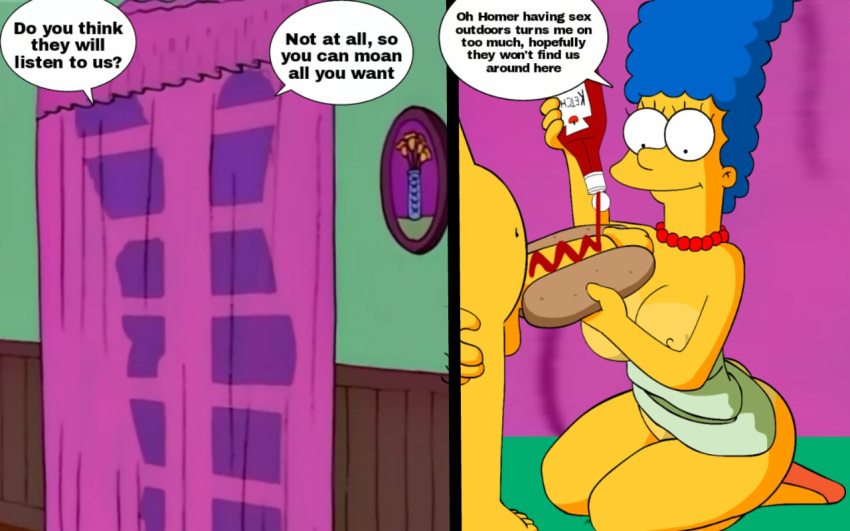 big_ass edit homer_simpson ketchup marge_simpson milf text the_simpsons yellow_skin