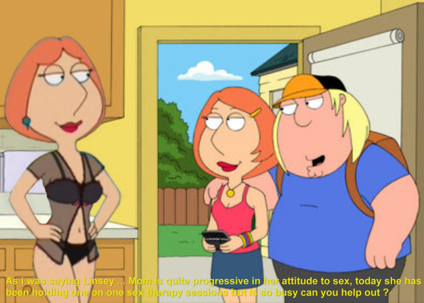 chris_griffin family_guy girlfriend incest lindsey_(family_guy) lois_griffin mother's_duty mother_&amp;_son threesome