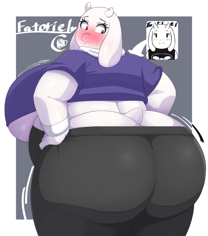 1girl 1girl 1girl anthro ass ass_cleavage belly big_ass big_breasts big_breasts blush braffy breasts bubble_ass bubble_butt butt_crack chubby chubby_female curvaceous dat_ass fat_ass female_only horns huge_ass huge_breasts large_ass looking_back milf red_eyes sexy sexy_ass sexy_body sexy_breasts smelly_ass standing thick_ass tight_clothing toriel undertale voluptuous wide_hips