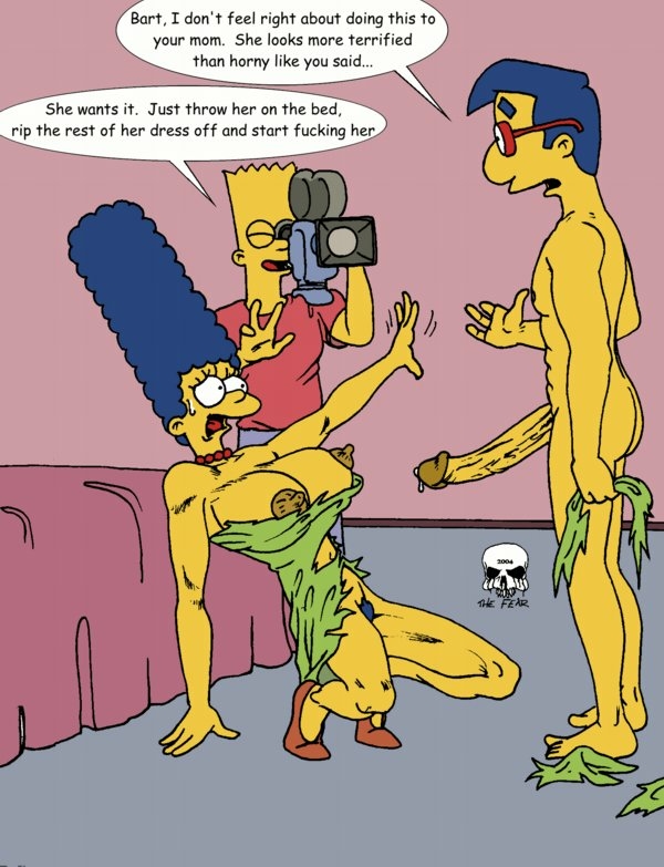 Xbooru Bart Simpson Marge Simpson Milhouse Van Houten The Fear The Simpsons Yellow Skin 107698