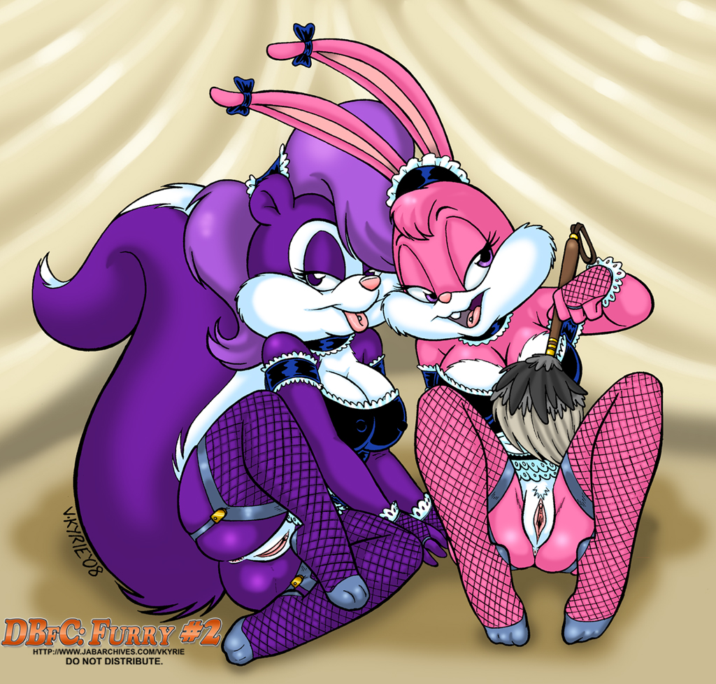 anthro babs_bunny brush bunny clothing duo feather_duster female fifi_la_fu...