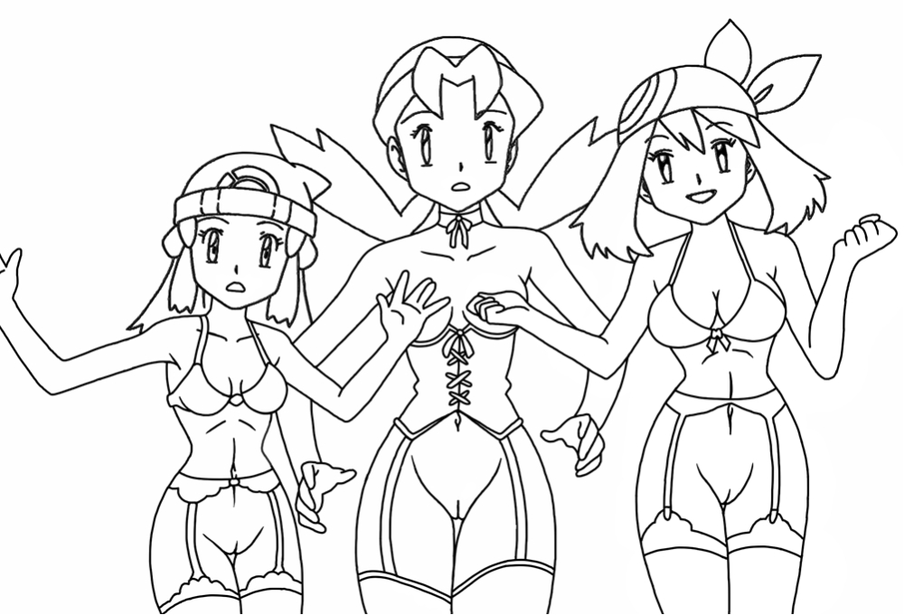 alluring bottomless breasts crystal(pokemon) dawn eyebrows hairless_pussy h...