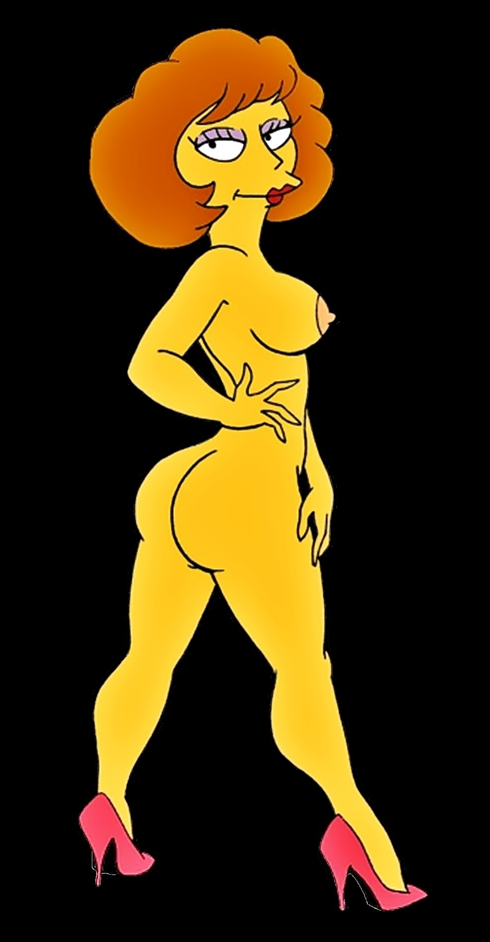 black_background maude_flanders tagme the_simpsons yellow_skin.
