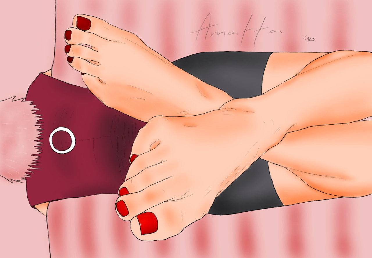 Xbooru Barefoot Feet Nail Polish Naruto Sakura Haruno 152795