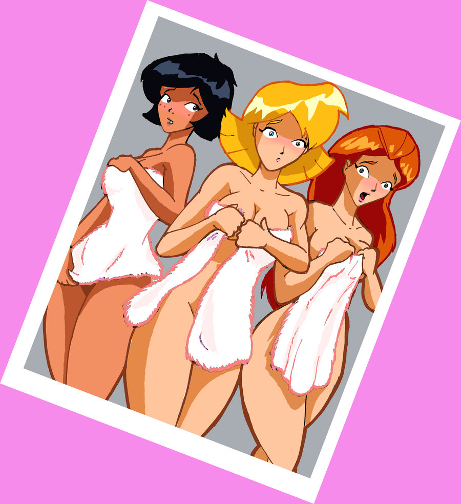 3girls alex(totally_spies) black_hair blonde_hair blue_eyes blush breasts b...