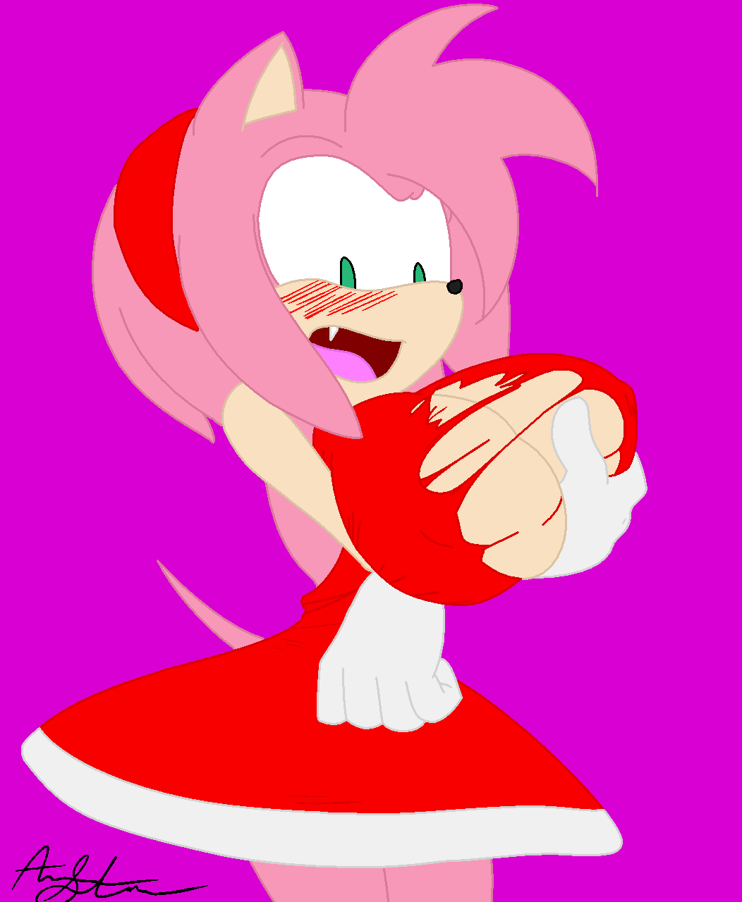 amy_rose big_breasts blush breasts cleavage embarrassing funny sega solo so...