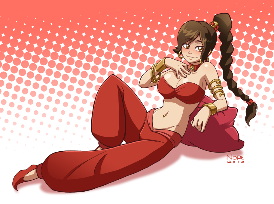 avatar_the_last_airbender big_breasts breasts halftone halftone_background ...
