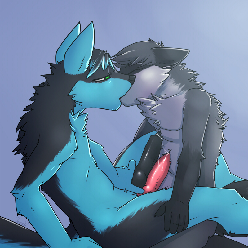 canine cum cute frottage furry gay green_eyes kissing knot male milorotakai...