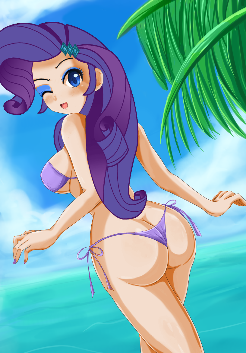 ...mostly_nude my_little_pony one_eye_closed outdoor outside purple_hair ra...