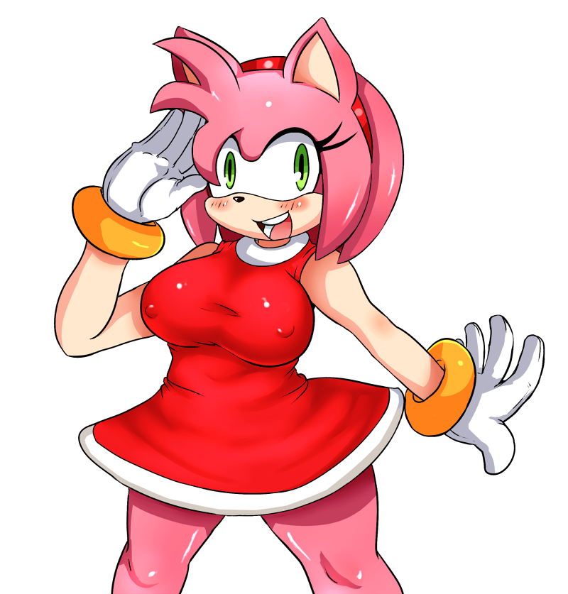 amy_rose big_breasts blush breasts erect_nipples green_eyes large_breasts m...