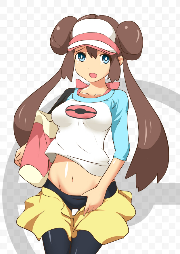 kobii large_breasts long_hair mei(pokemon) mound_of_venus navel open_mouth pokemon...