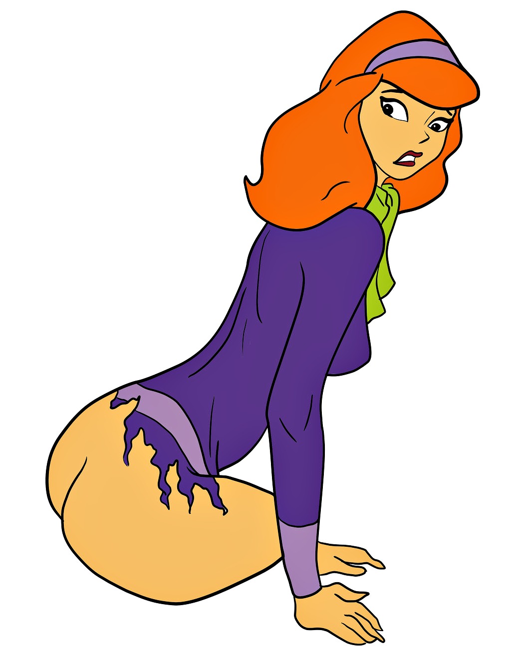 clothed daphne_blake dress hairband looking_back no_panties red_hair scooby...