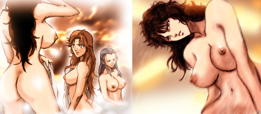 3girls ass black_hair breasts closed_eyes female fist_of_the_north_star gre...