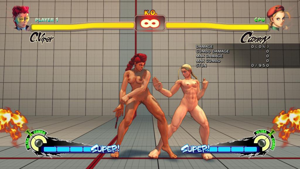 2girls 3d 3d(artwork) cammy_white crimson_viper fighting_stance nude_female...