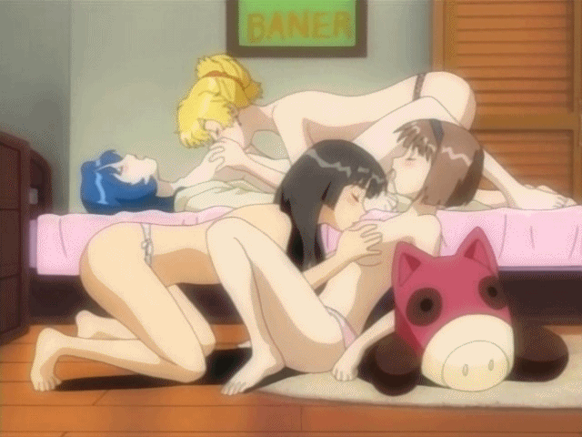 animated bed blush breast_grab breast_suck breasts gif hentai immoral_siste...