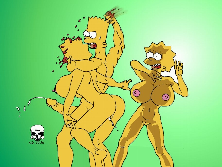 bart_simpson blood green_background lisa_simpson maggie_simpson the_fear th...