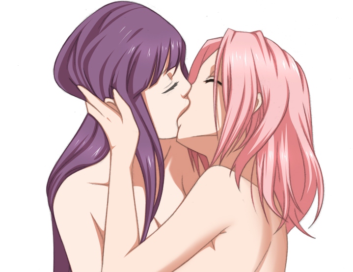 ...female_only hinata_hyuuga kissing naruto naruto_shippuden nude pink_hair...