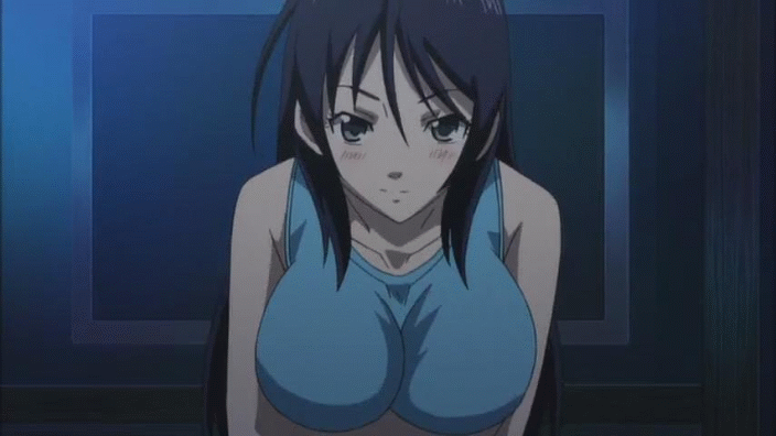 1girl animated animated_gif anime big_breasts black_hair blush bouncing_bre...