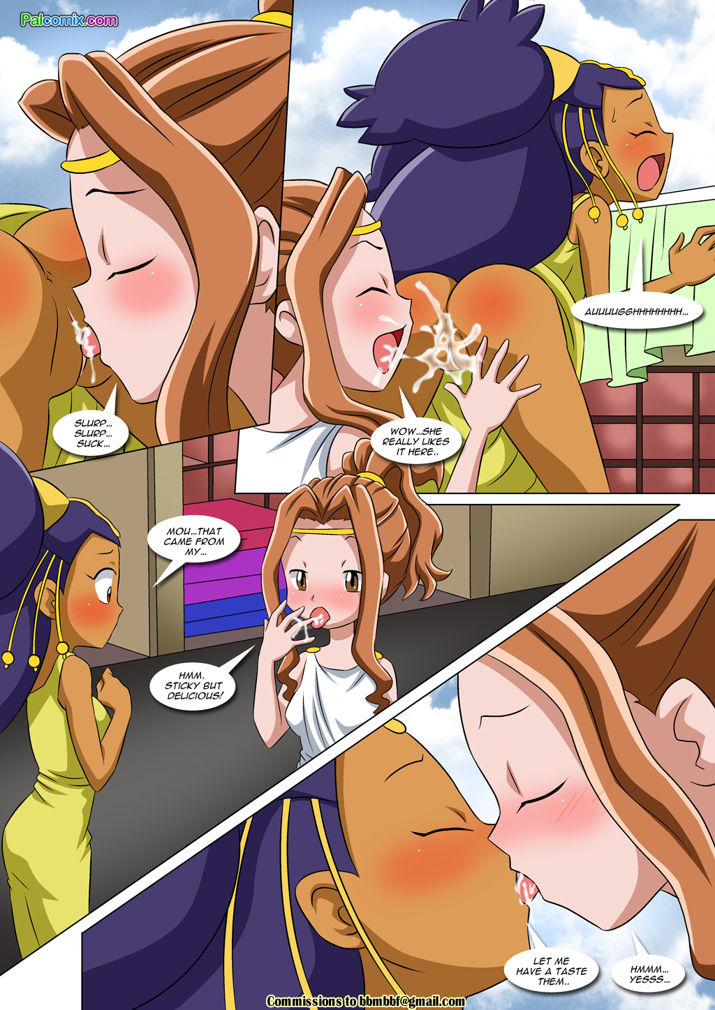 comic crossover digimon iris iris(pokemon) lesbian_fantasy_island mimi_tach...
