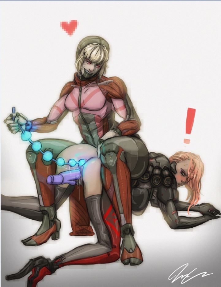 2girls anal_beads ass dildo looking_back metal_gear_rising mistral multiple...
