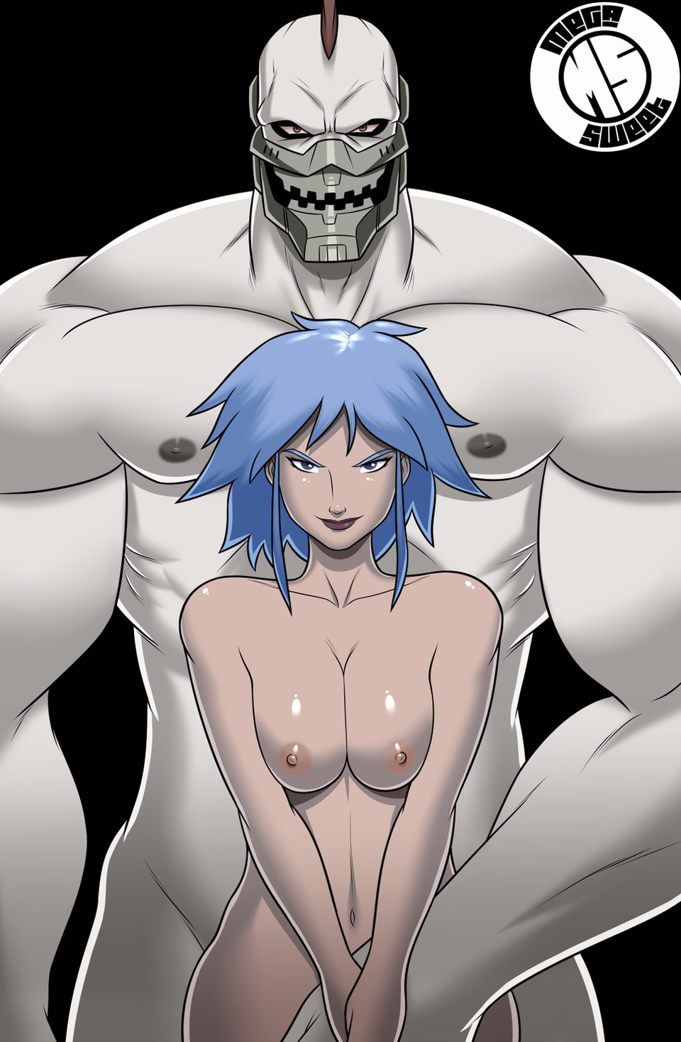 1boy 1girl breasts dc_comics killer_frost king_shark megasweet nipples nude size_difference.