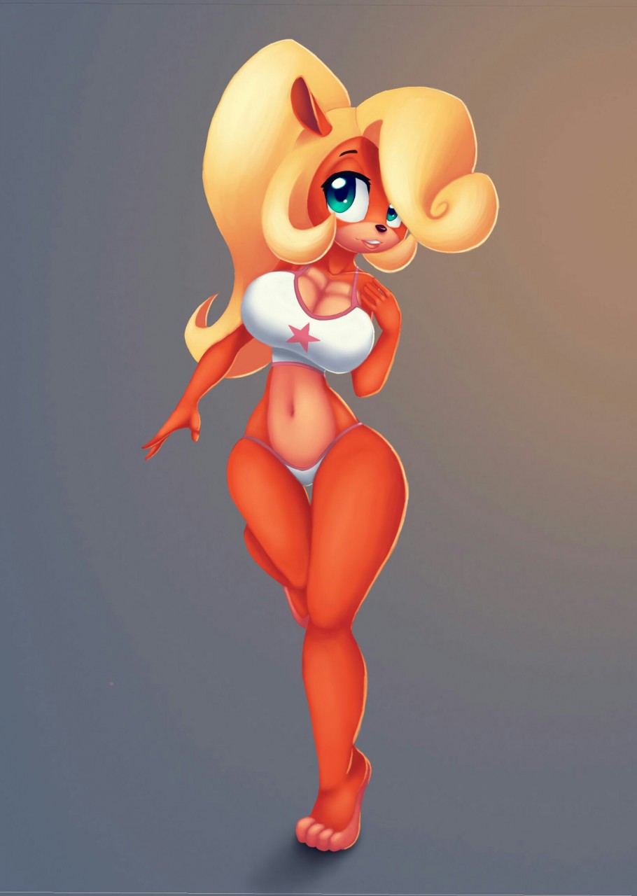 anthro bandicoot big_breasts breasts cleavage clothed clothing coco_bandico...
