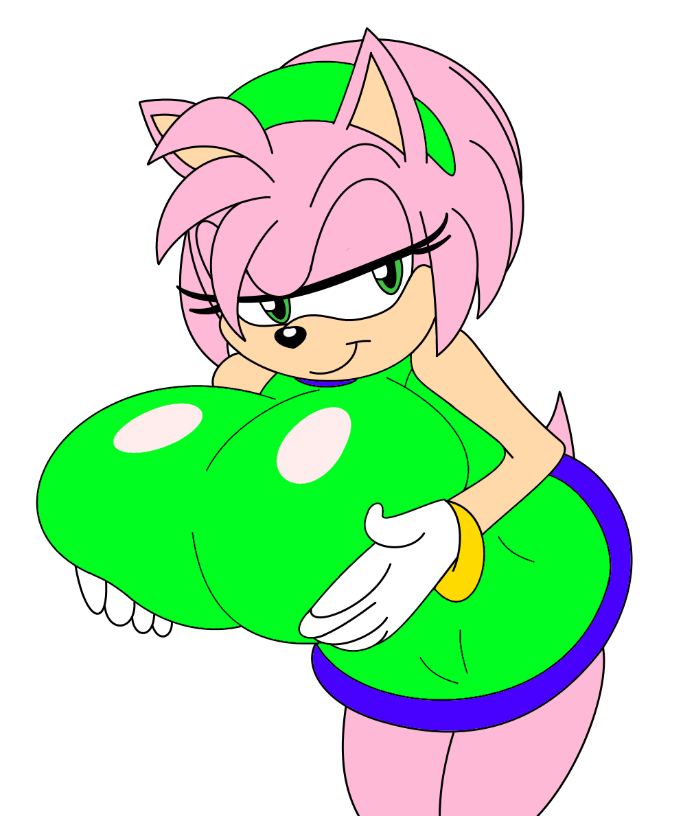 1girl amy_rose big_breasts breasts clothes daredemon7000 green_eyes hair he...