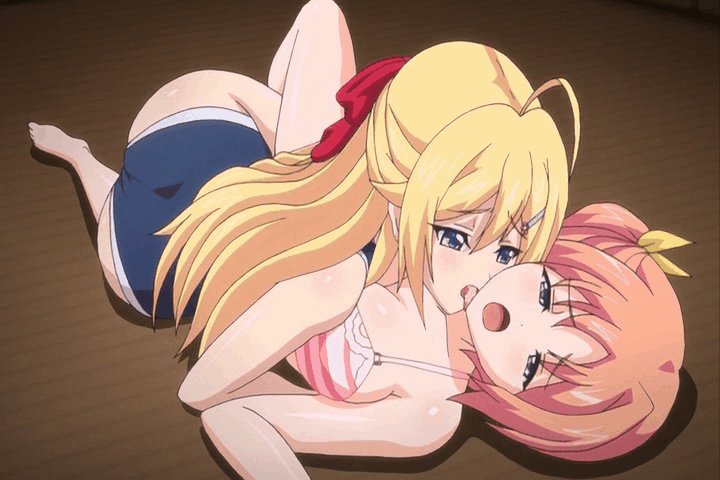ahegao anme blonde blow clothed cum_in_orifice gif hentai licking licking_f...
