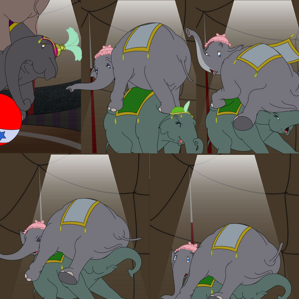 butt_suffocated carrying catty circus climbing dumbo elephant face_in_ass f...