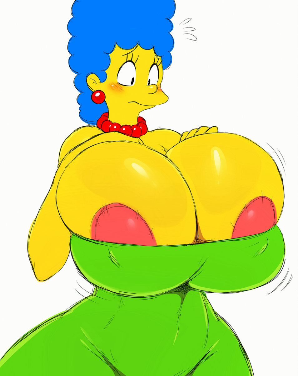 dress expansion huge_breasts huge_nipples marge_simpson the_simpsons.