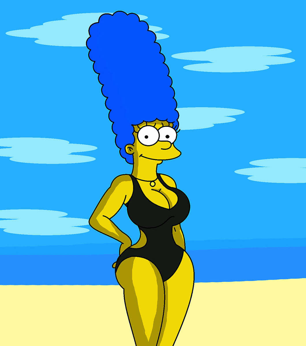 big_breasts marge_simpson smile swimsuit the_simpsons thighs.