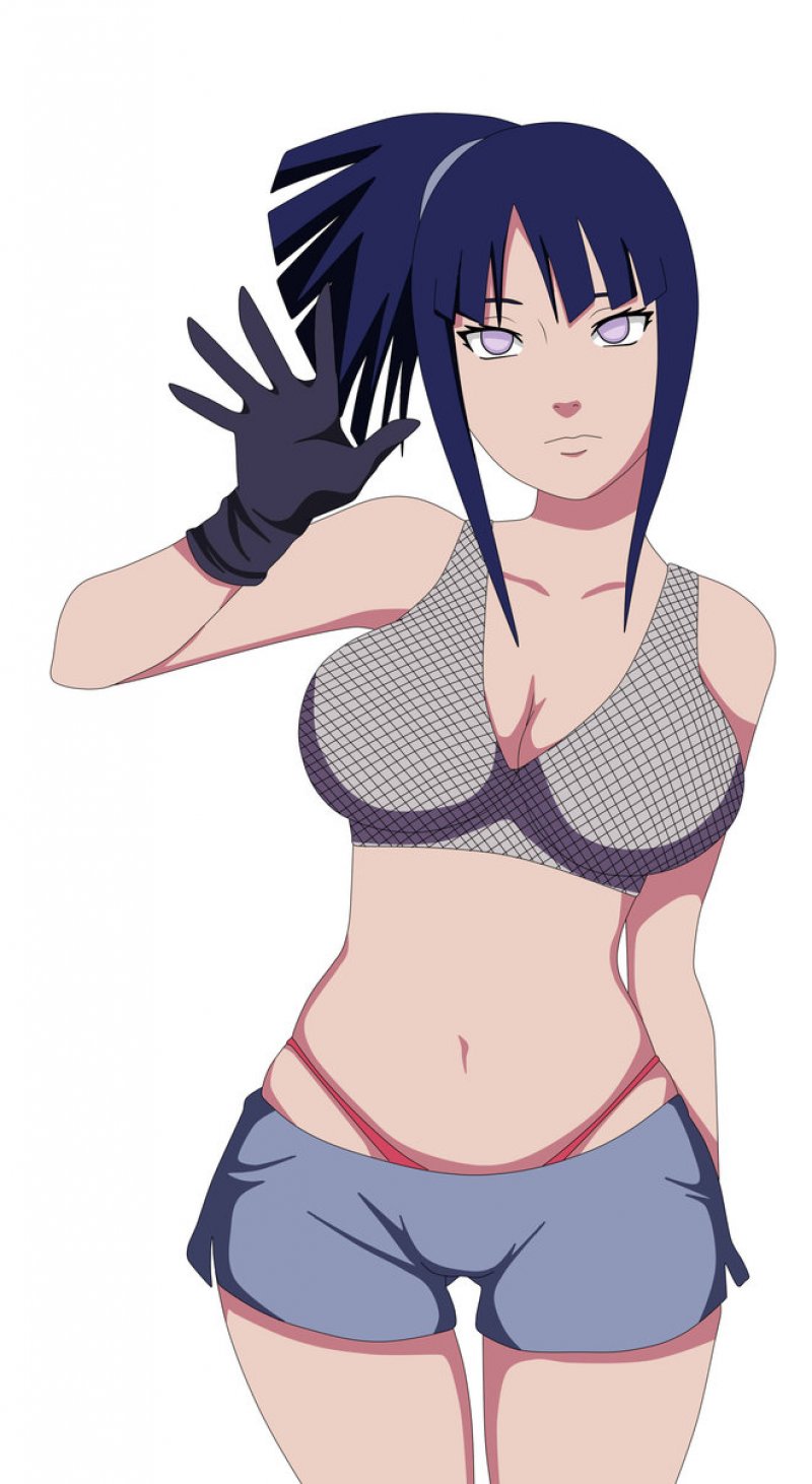 bellybutton big_breasts cleavage curvy_figure gloves grown_up hinata_hyuuga...
