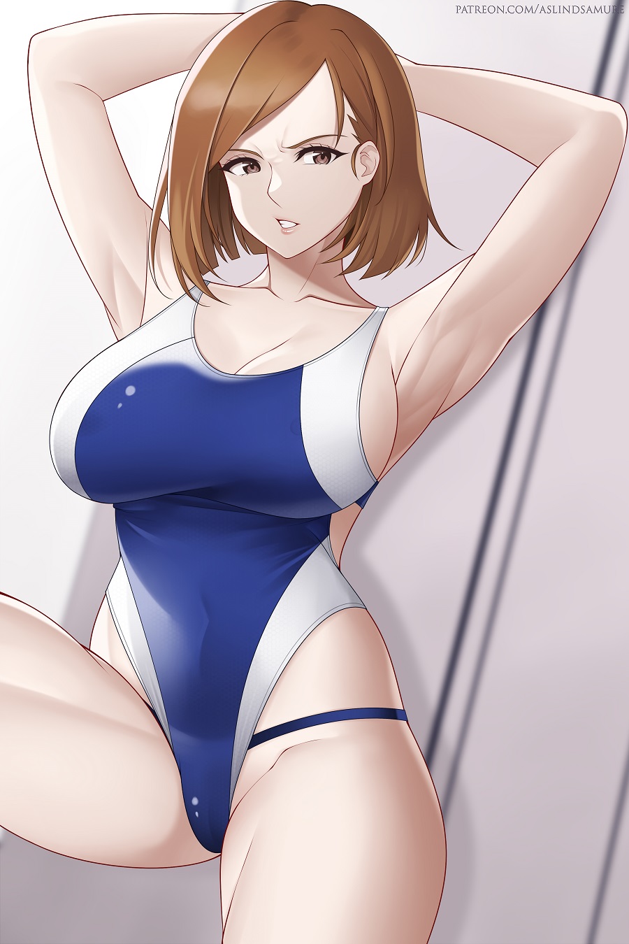 aslindsamure big_breasts bob_cut clothed_female female_focus female_only ju...