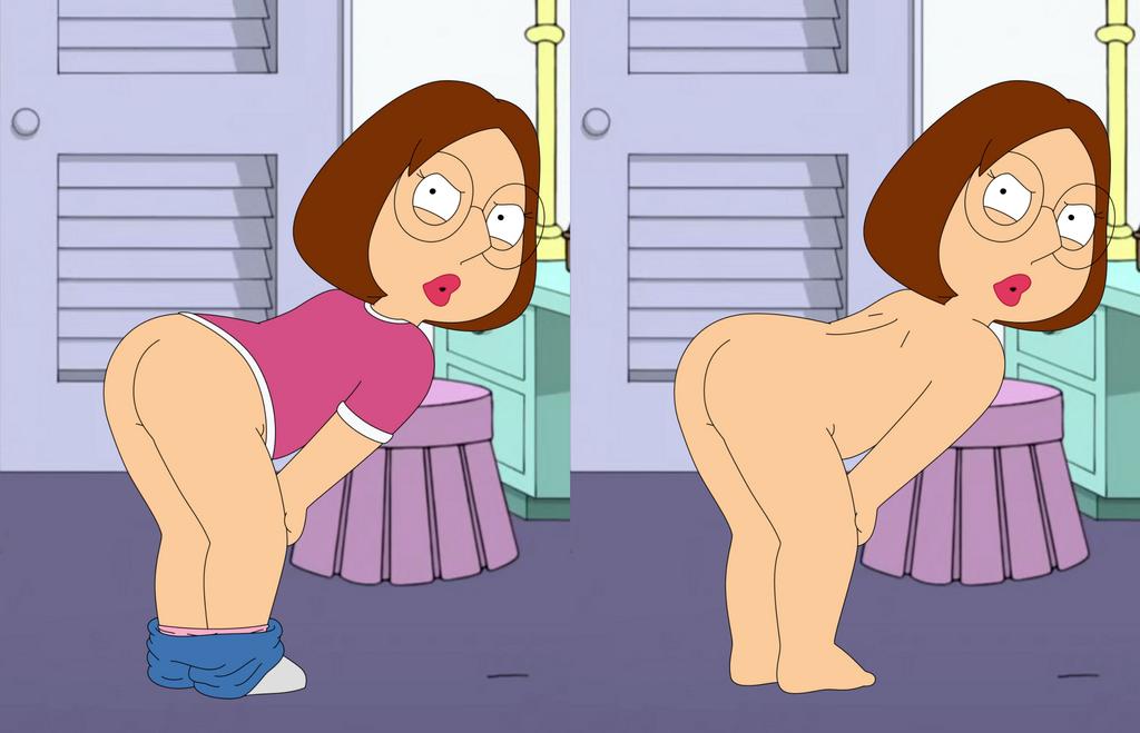 ass bent_over family_guy glasses meg_griffin nude panties_down pants_down t...
