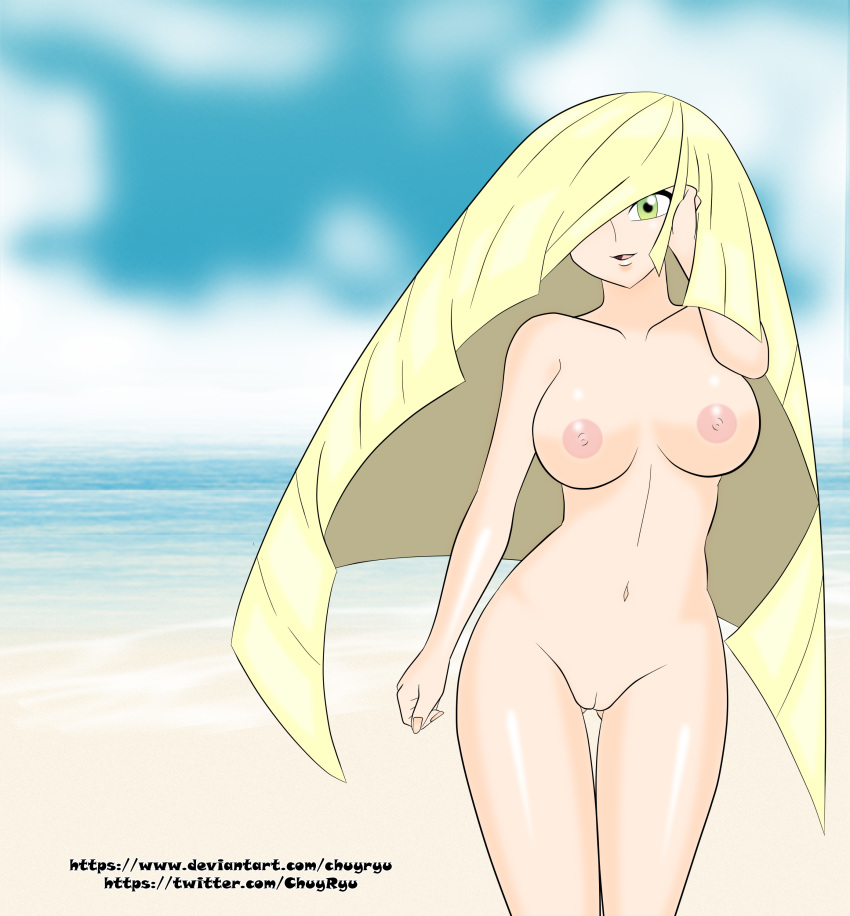 Xbooru - 1 girl 1girl beach blonde hair breasts chuyryu fema