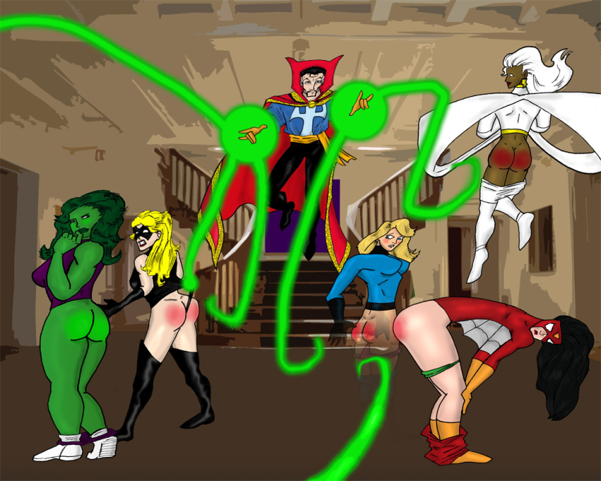 ...ms.marvel panties_down pants_down red_ass she-hulk spank spider-woman st...