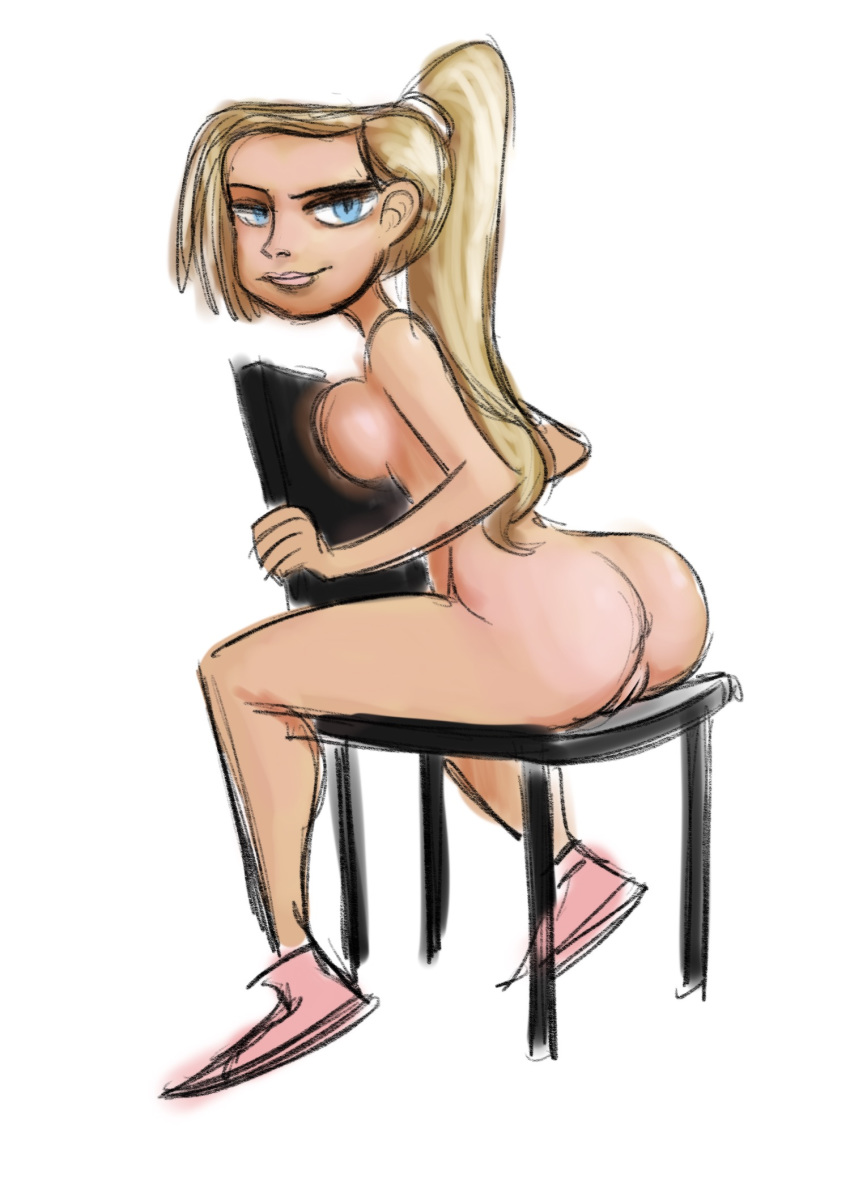 artist_request big_ass big_breasts blonde_hair chair courtney_babcock looki...