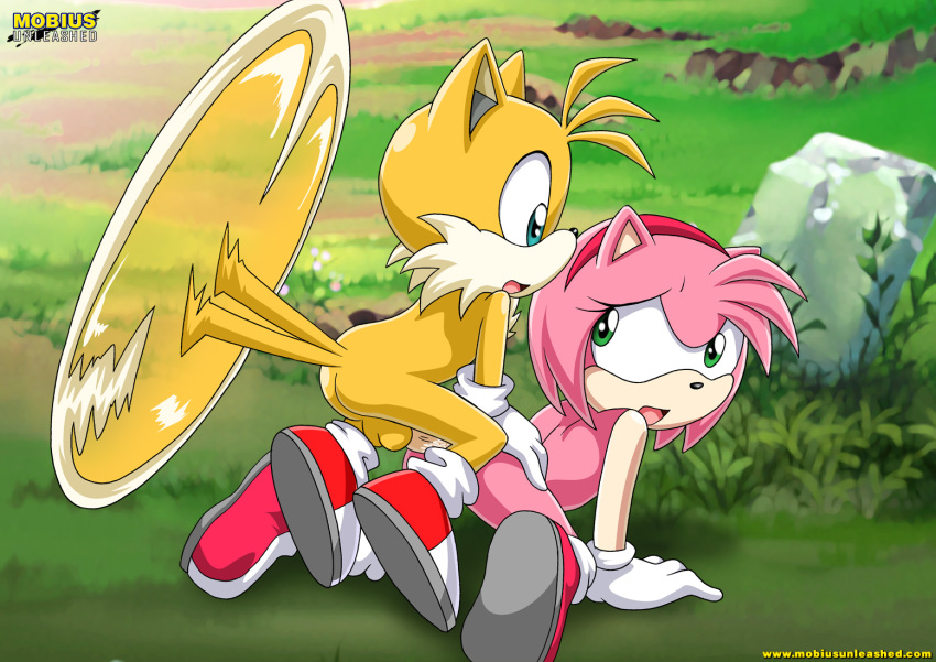 Xbooru - amy rose anthro bbmbbf furry miles "tails" prower m