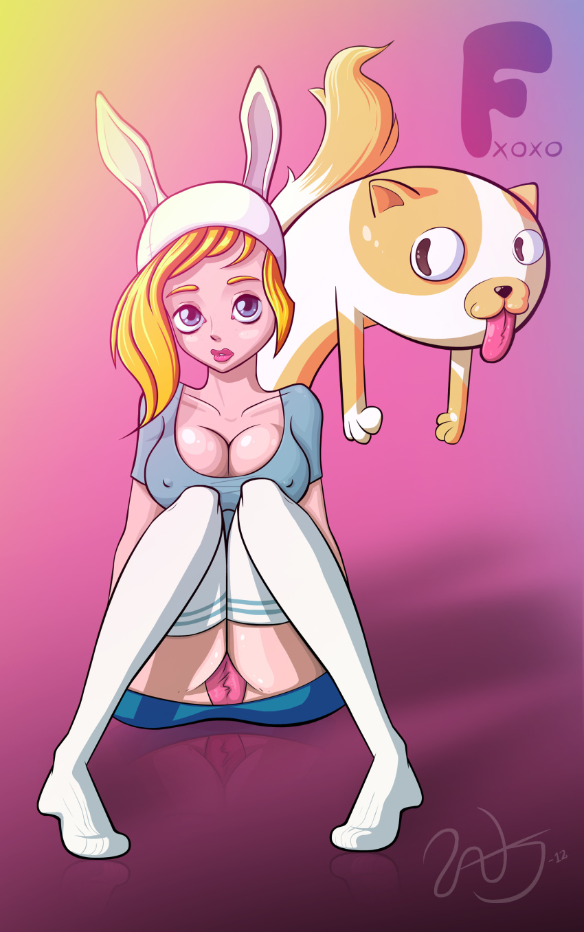 adventure_time ass blonde_hair breasts bunny_ears cake_the_cat cameltoe ere...