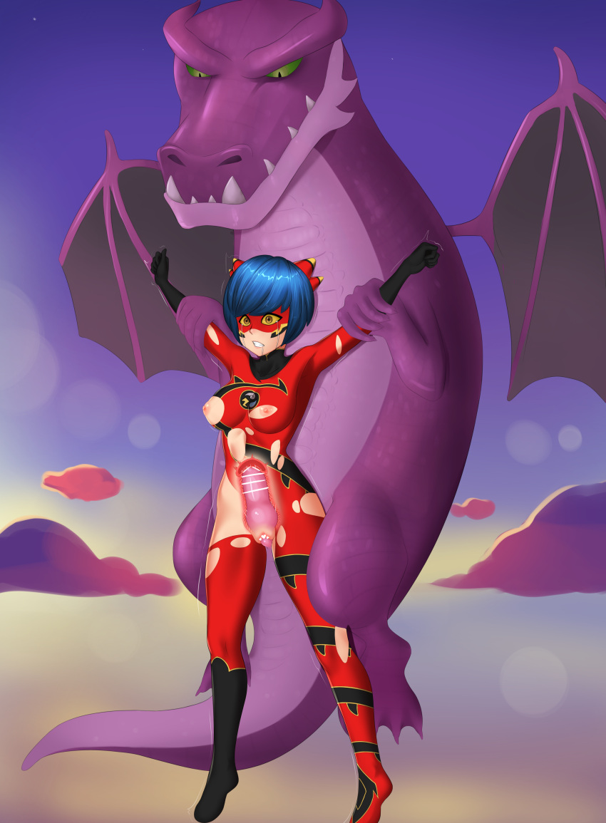 arms_held_up arms_up blue_hair clothed_sex dragon huge_cock internal intern...